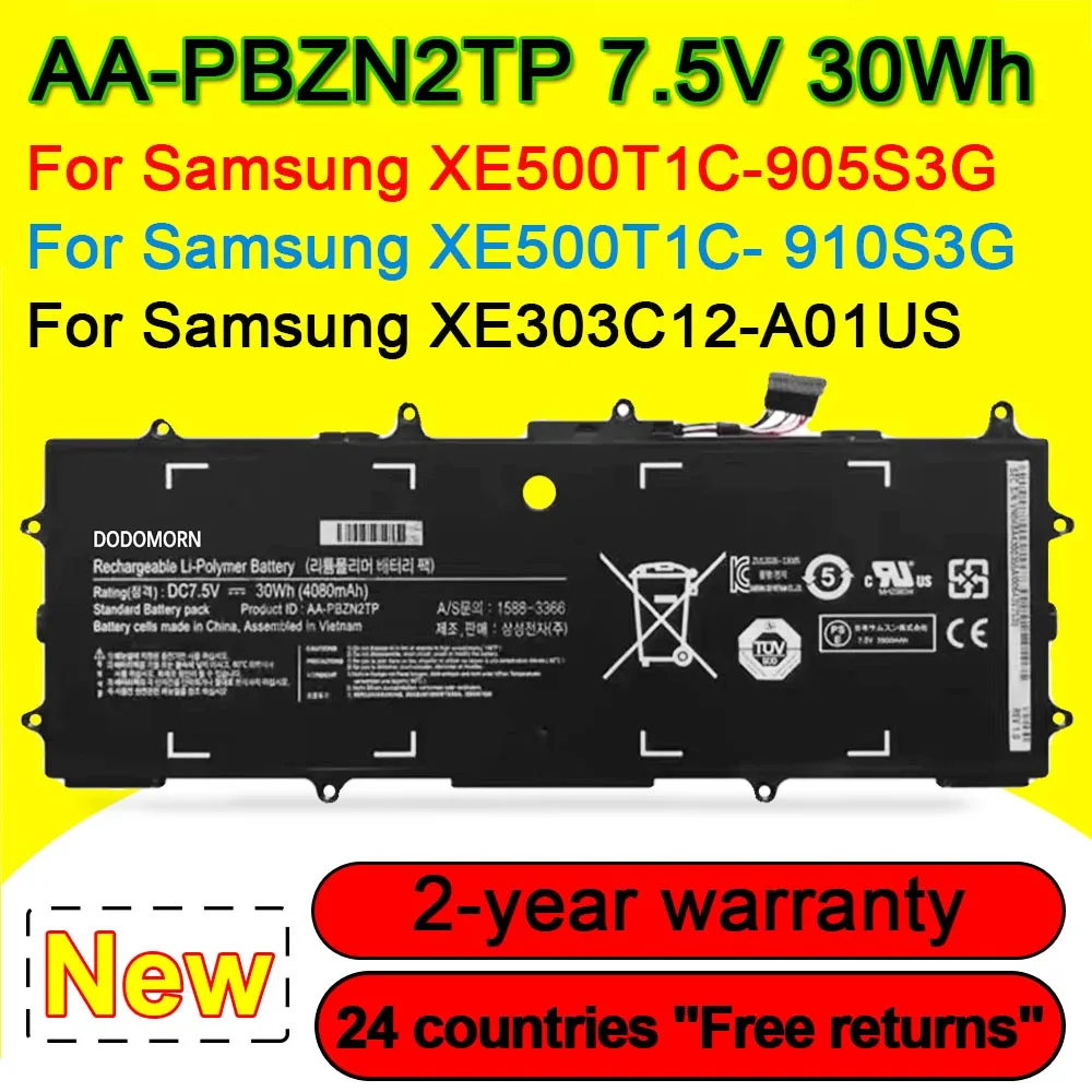 

AA-PBZN2TP Laptop Battery For Samsung Chromebook XE500T1C-905S3G XE303C12-A01US XE500T1C- 910S3G Series 4080mAh 7.5V 30Wh