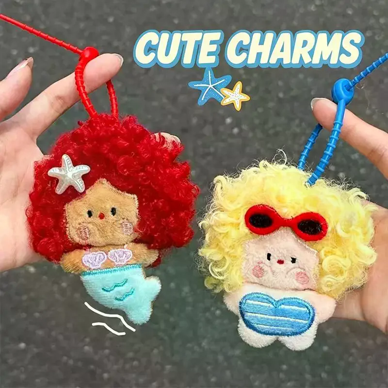 Stuffed Figure Bag Pendant Dolls Soft Cartoon Little Girls Backpack Charms Keychain 8cm Size Plushie Bag Pendant Bag Decoration