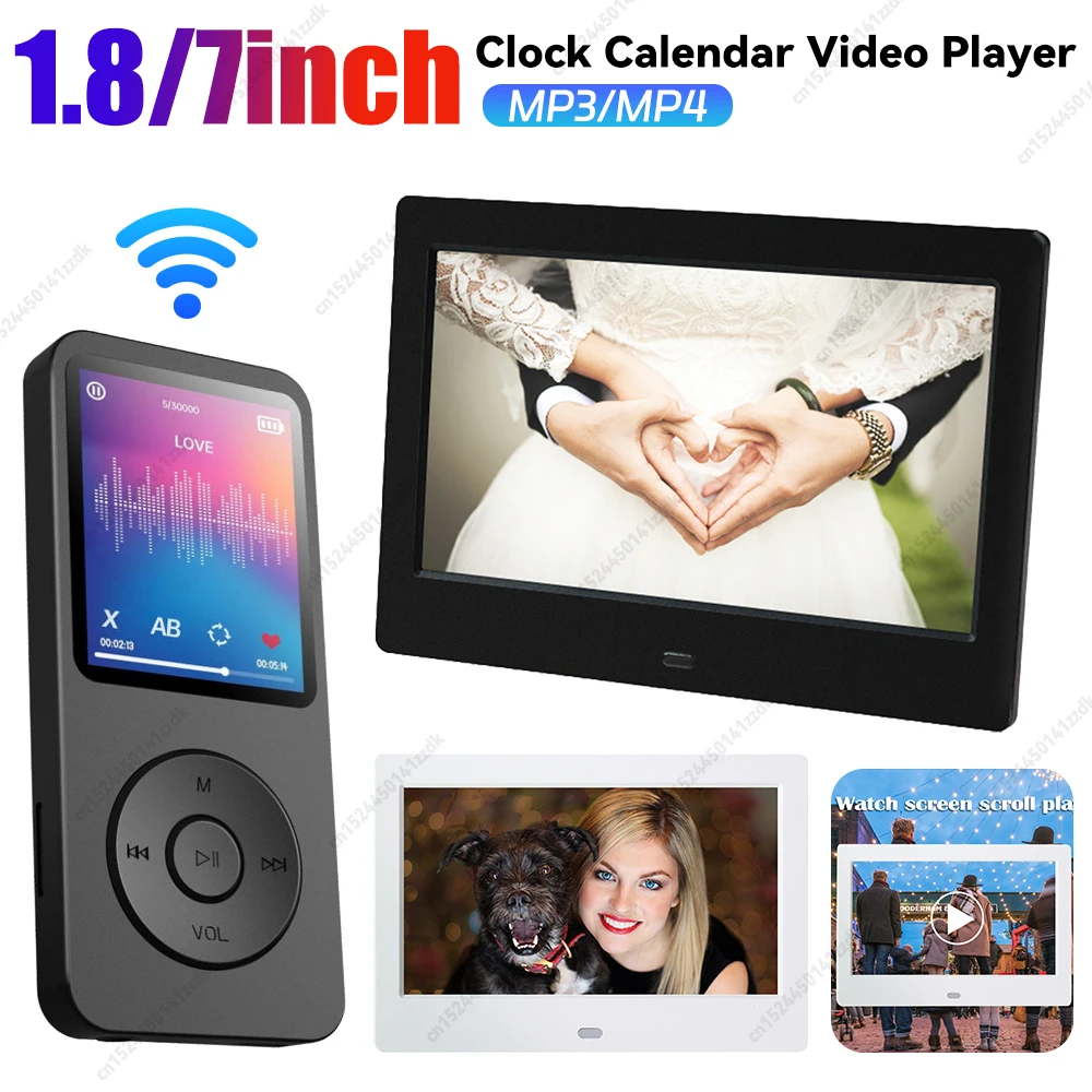 7inch Digital Picture Photo Frame IPS Full-View Screen Photo Album 800*480 Clock Calendar Video Player Gift with Remote Control