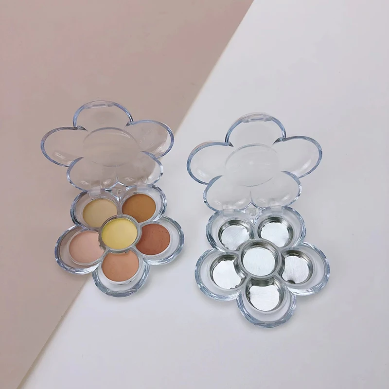 

Пустой футляр для теней на 6 отсеков, пластиковая палетка для макияжа с прозрачной крышкой, алюминиевый контейнер для круглых кремовых консилеров