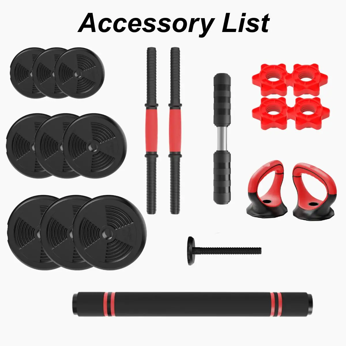 5 in 1 Multifunctional Adjustable Dumbbell Set, Convertible to Barbell, Kettlebell, Push Up Stand & Weight Plates, Anti-Loosening Nut Home Gym Workout Equipment for Men Women
