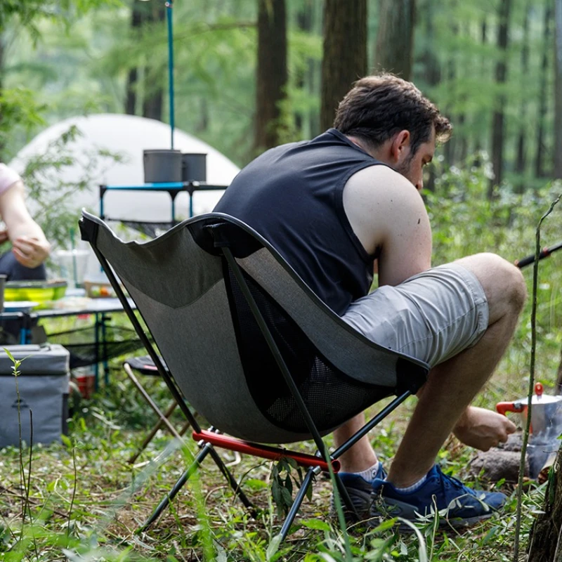 

Outdoor folding chair portable ultra-light fishing stool beach camping moon chair back art sketch