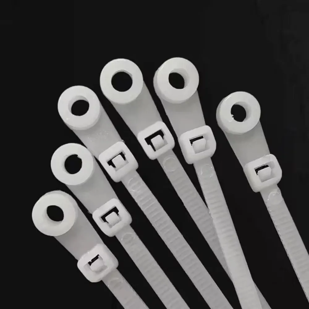 100Pcs Nylon Cable Tie Gear Self Lock Buckle Screw Fix Hole Self Lock Strap Hard Plastic Shell Multi Wire Wrap