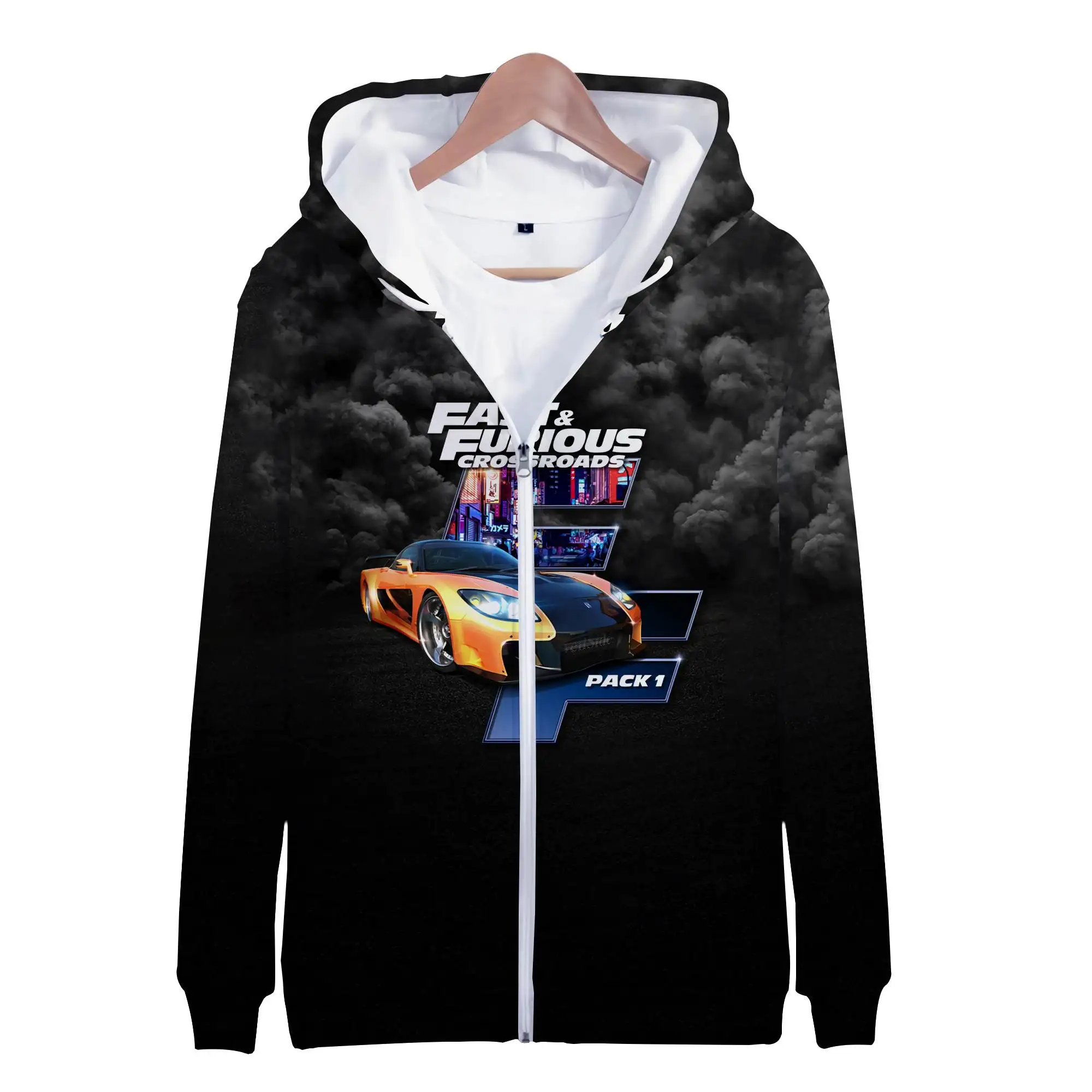 Spring Hoodies Movie Fast And Furious 3D Print Zipper Sweatshirts Boy Girl Tracksuit Kids Fashion Children Oversized Hoodie Coat