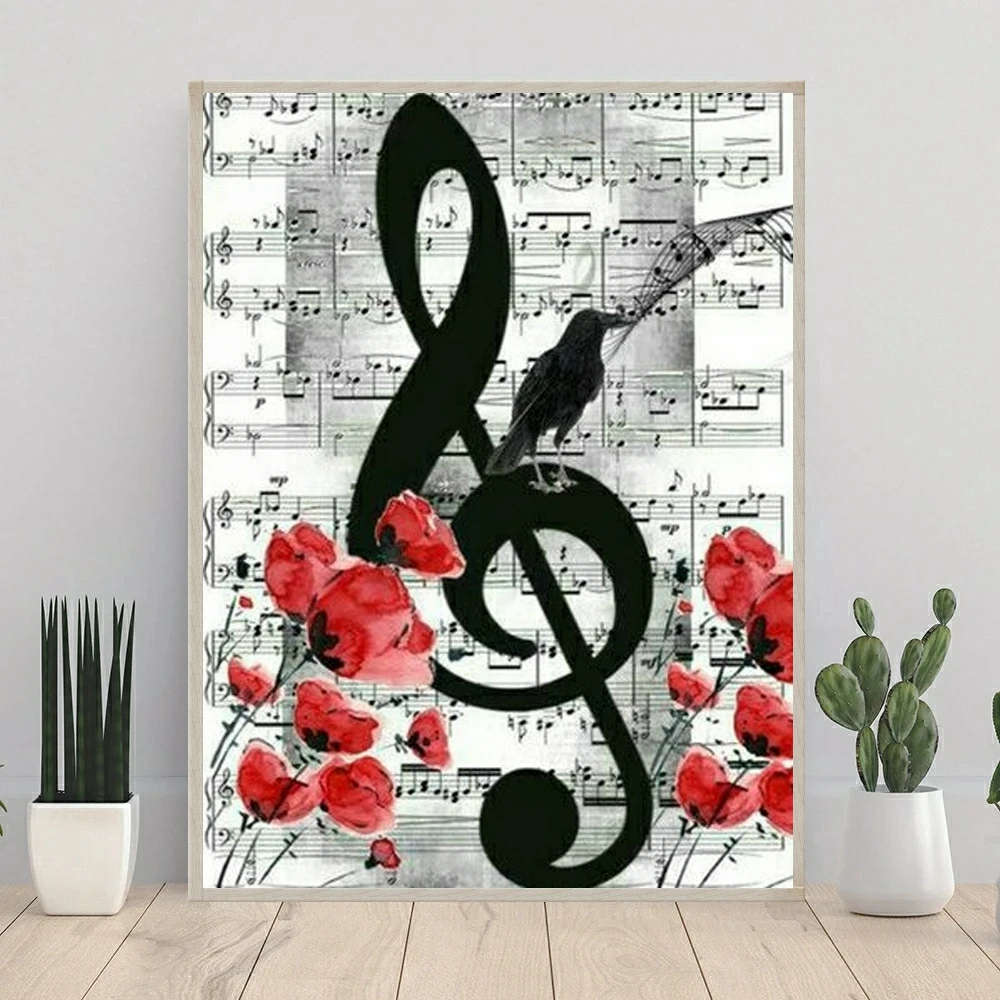 Music Notes Diamond Mosaic Painting 5d Full Drill Round New Abstract Pictures Diamonds Creative Hobby Gift Embroidery