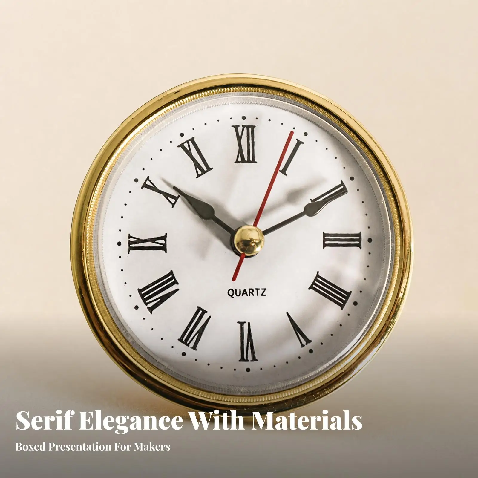 Small Insert Quartz Clock Gold Rim 65mm Roman Numeral Analog Movement for Craft Hobbyists and Custom Decorative Clock