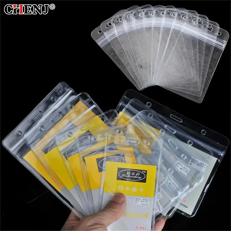 

10Pcs/lot ID Card Name Cards Badge Holder with Zipper Vertical Transparent Plastic Clear Exhibition Office Supplies 2017