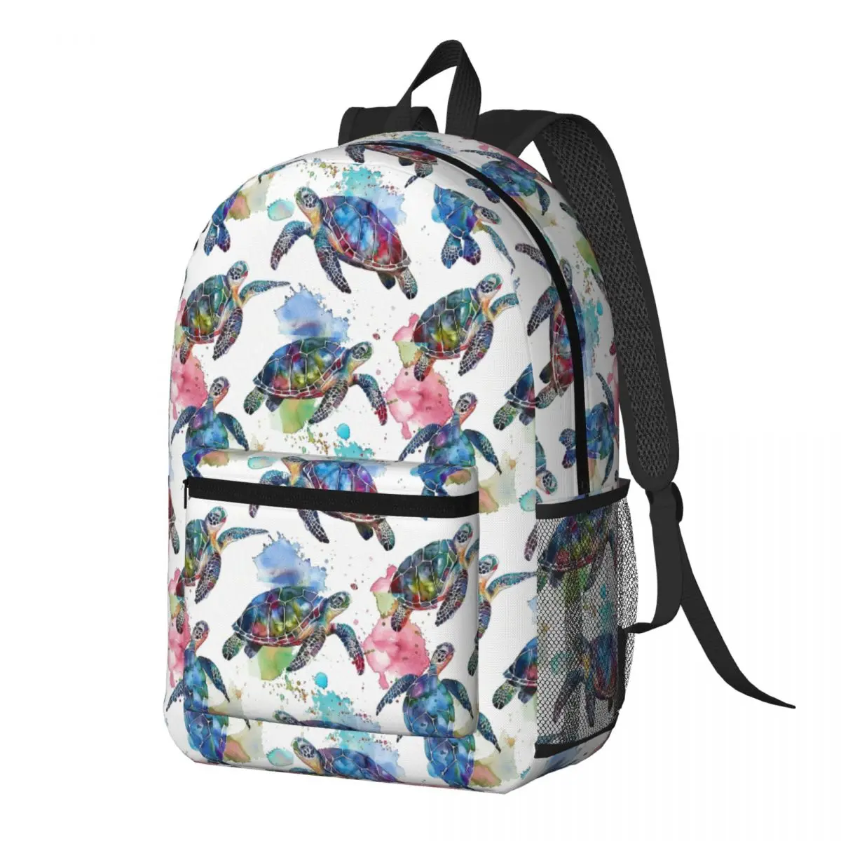

Watercolor Sea Vibrant Rainbow Turtle Backpack Daypack Large Capacity Boys Girls BookBag School Bag Shoulder Bags for Men Women