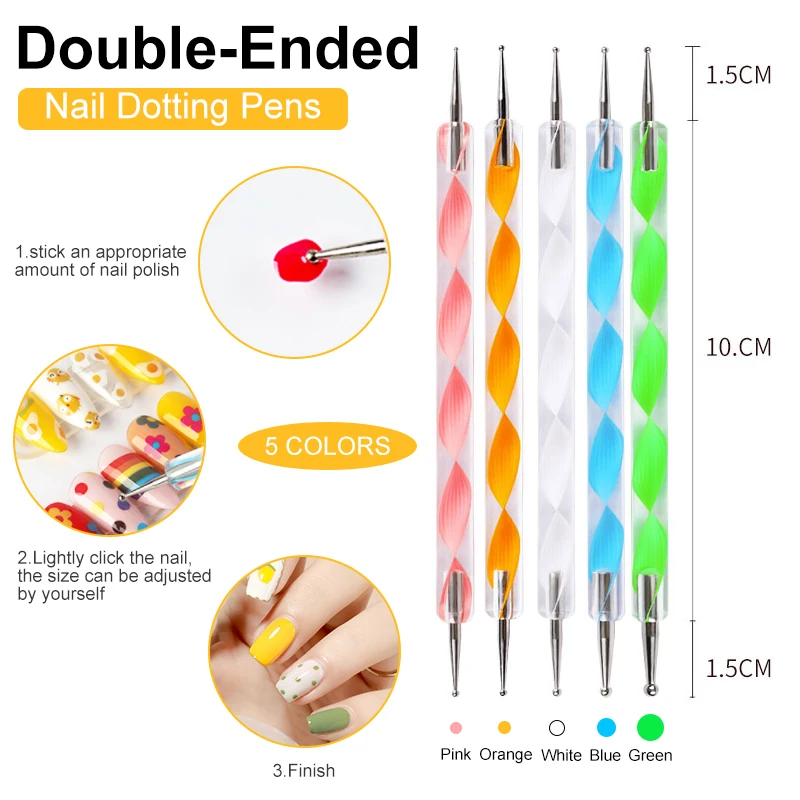 Nail Art Brush Set Of Dottiing&Painting Tools Gel Nail Acrylic Powder Carving Brushes Lot With Nails Accessories Tool