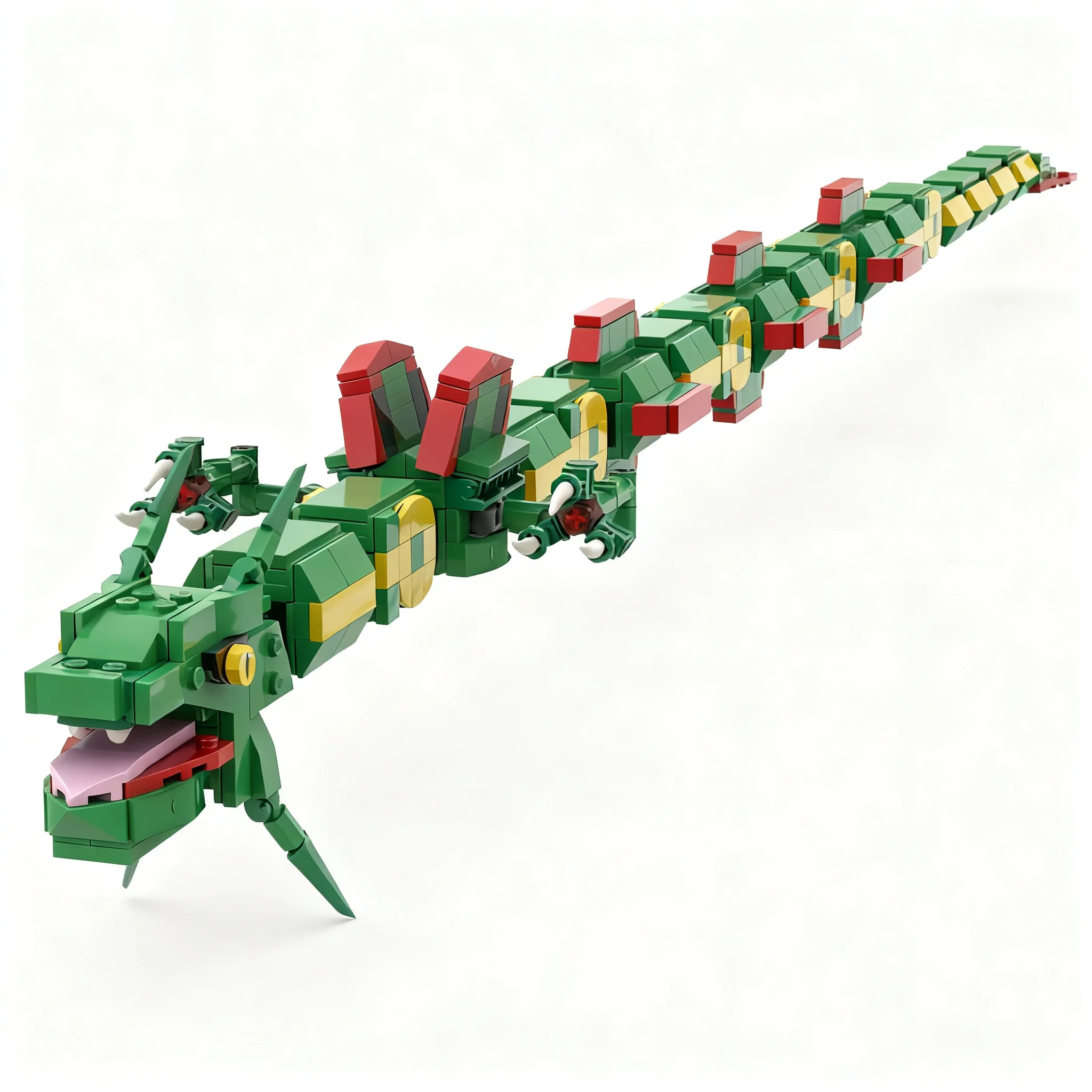 739pcs MOC Rayquaza Figure Pet Anime Model Building Blocks Christmas Gift Architecture Toys Creative Education Brick Art Idea