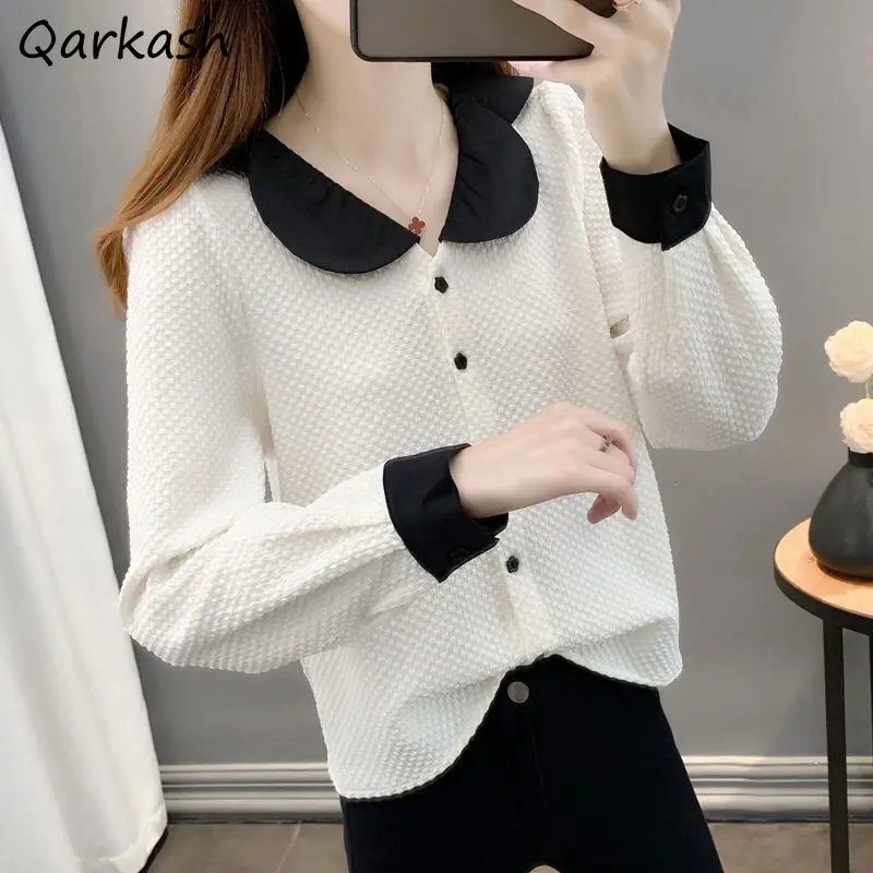 

Рубашки женские со вставками шикарные во французском стиле нежные элегантные красивые офисные женские осенние популярные милые эстетические топы женские