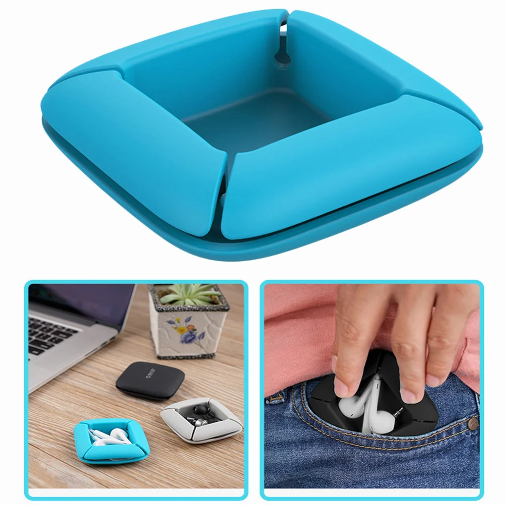 

Silicone Cable Winder Blue Multi Function Headphone Cable Organizer Mobile Phone Data Wire Storage Clip Portable Earphone Cord