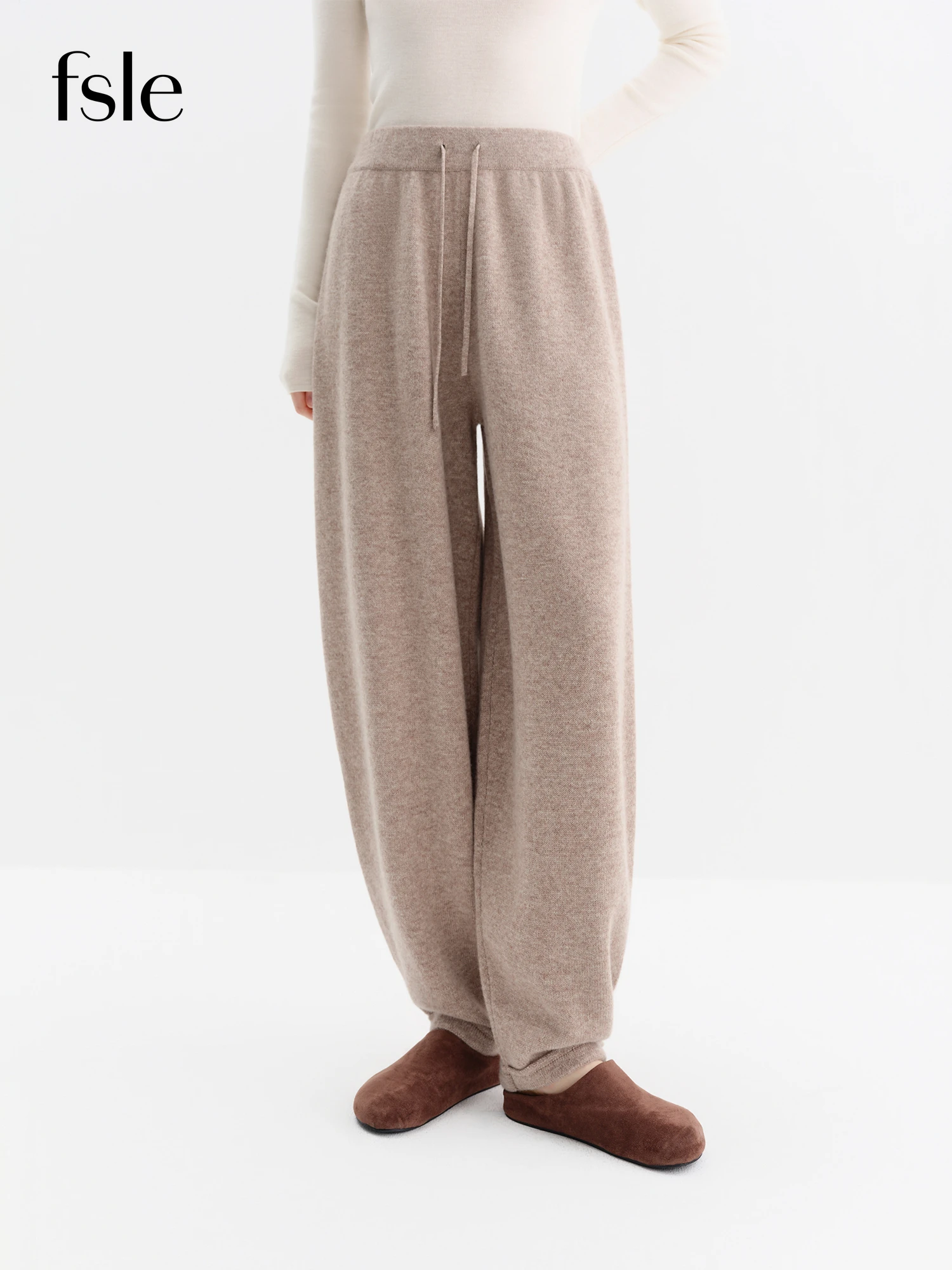 FSLE الترفيه فضفاضة عالية الخصر الرباط متماسكة فانوس السراويل للنساء نمط الشتاء الجديد 2025 Ins الكورية نمط