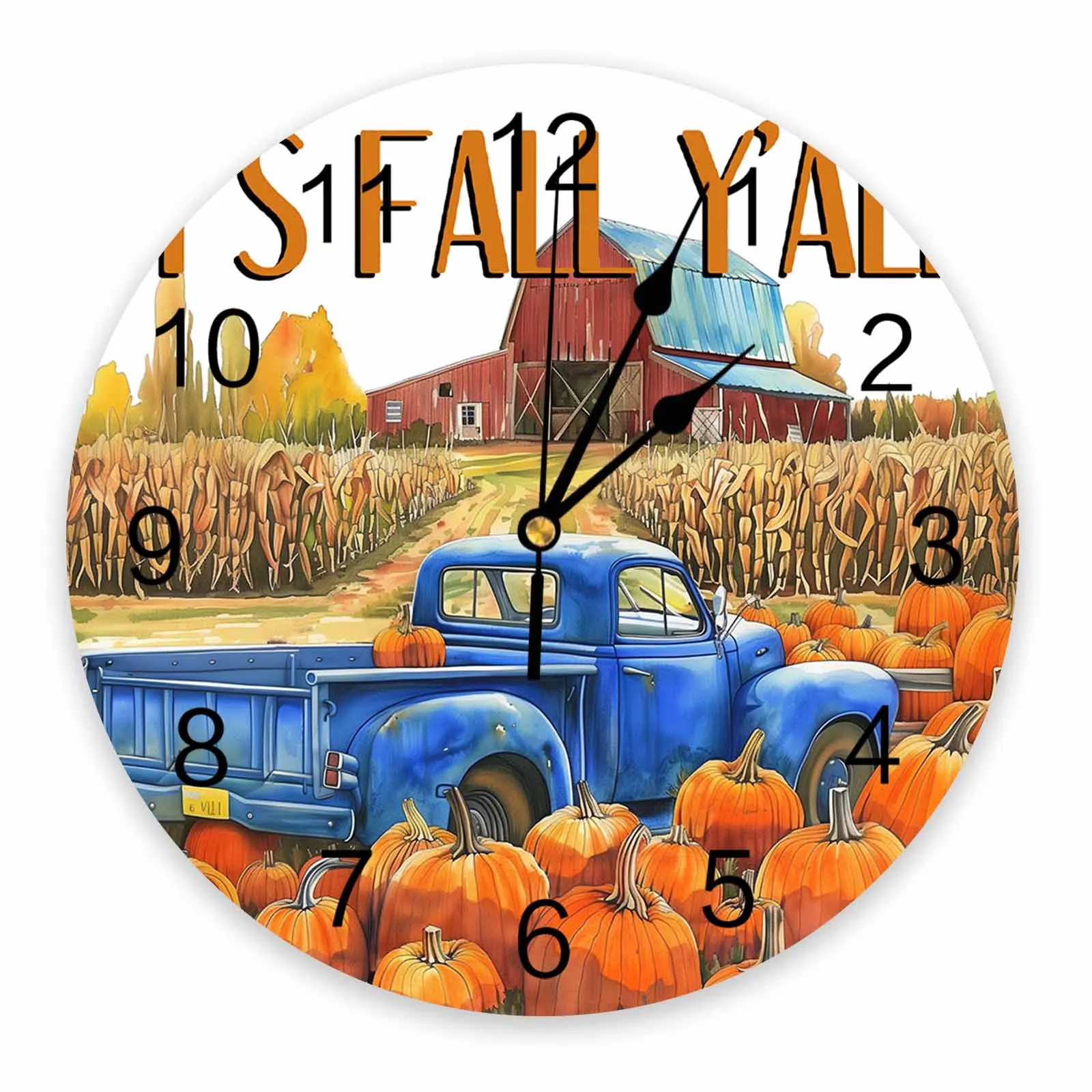 Pumpkin Truck Farm Wall Clock Large Modern Kitchen Dinning Round Wall Clocks Bedroom Silent Hanging Watch