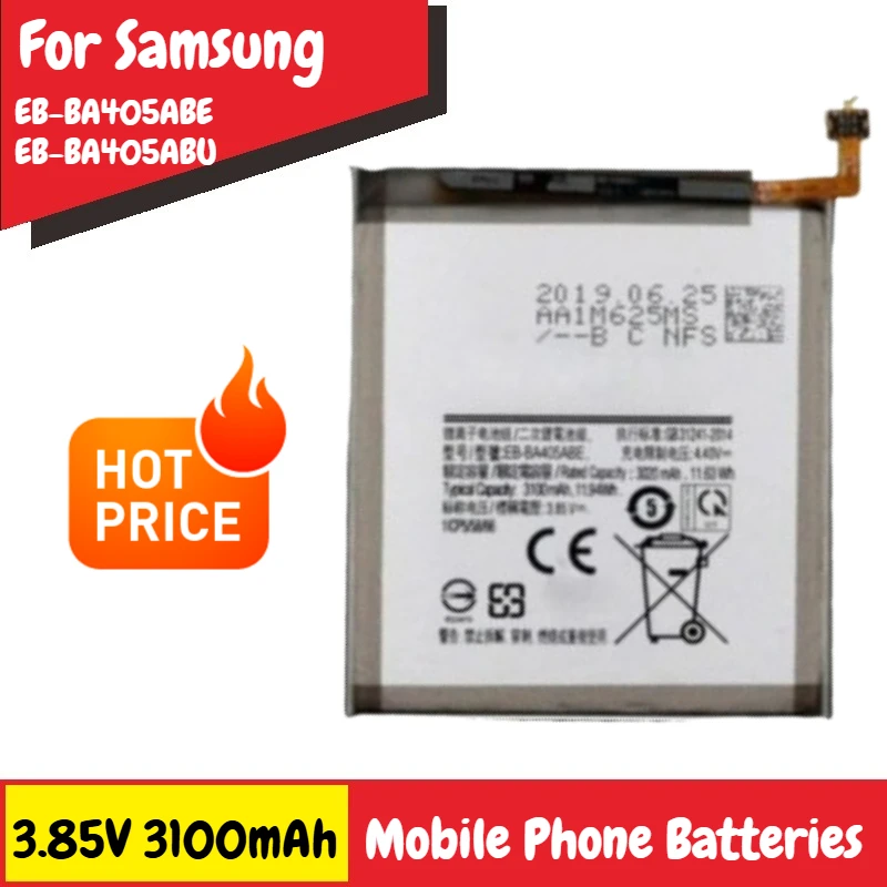 

EB-BA405ABE EB-BA405ABU Battery 3.85V 3100mAh for Samsung Galaxy A40 2019 SM-A405FM/DS A405FN/DS GH82-19582A Mobile Phone