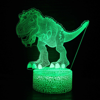 Nighdn Dinosaur Night Light for Kids Room Decor 3D Optical Illusion Lamp 7 Colors Acrylic USB Bedside Lamp Gifts for Girls Boys