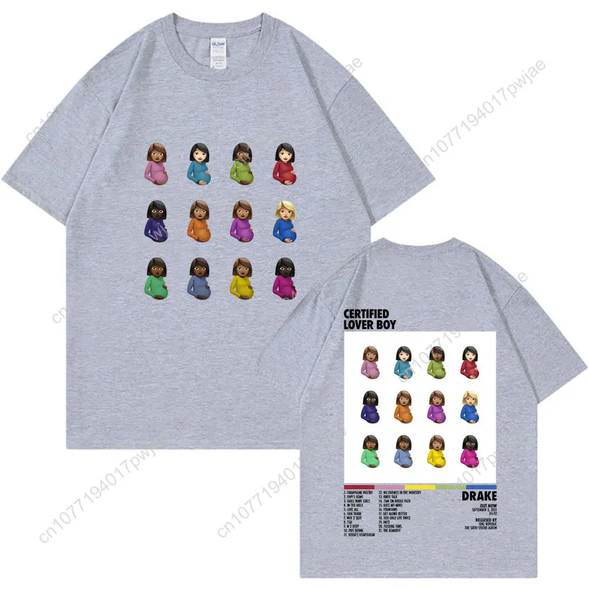 래퍼 드레이크 인증된 러버 보이 앨범 프린트 그래픽 티셔츠 유니섹스 캐주얼 패션 티셔츠 남성용 100% 코튼 오버사이즈 티셔츠