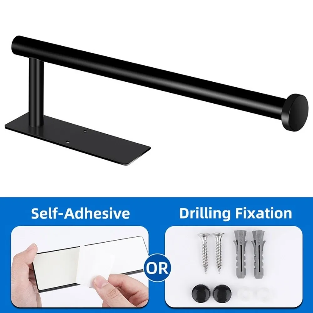 

1pc Stainless Steel Paper Towel Holder Self Adhesive Wall Mount Toilet Roll Holder Space-Saving with Screws Toilet Paper Stand