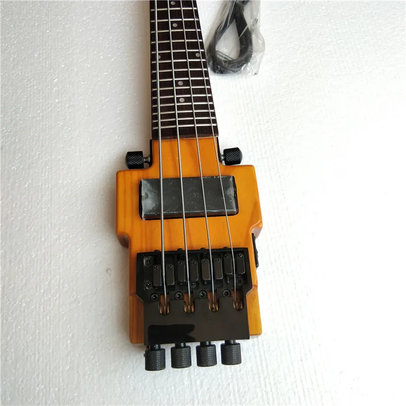 Mini 4 -5 Strings  Headless Electric Bass Guitar,Ash Body&Maple Fingerboard Black Hardware Natural BJ-311 scale length 432mm