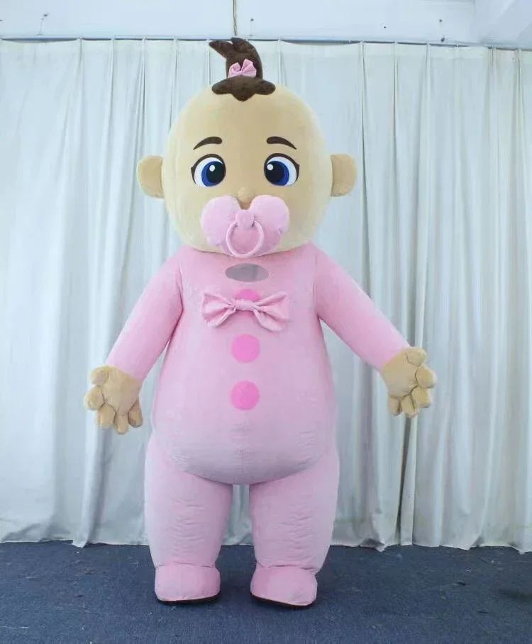 Traje inflável do mascote do caráter dos desenhos animados, roupa para o bebê menino e a menina, terno atrativo, presente de aniversário para eventos do partido, nenhuma bateria