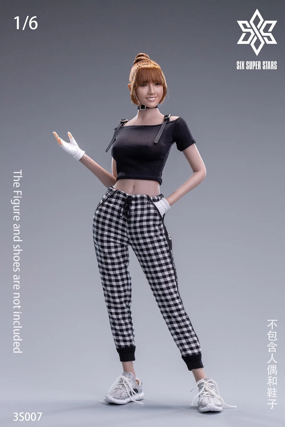 3STOYS 3S007 1/6 Female Soldier T-shirt Plaid Casual Pants Soldier Clothes Model Fit 12'' Action Figure Body Dolls