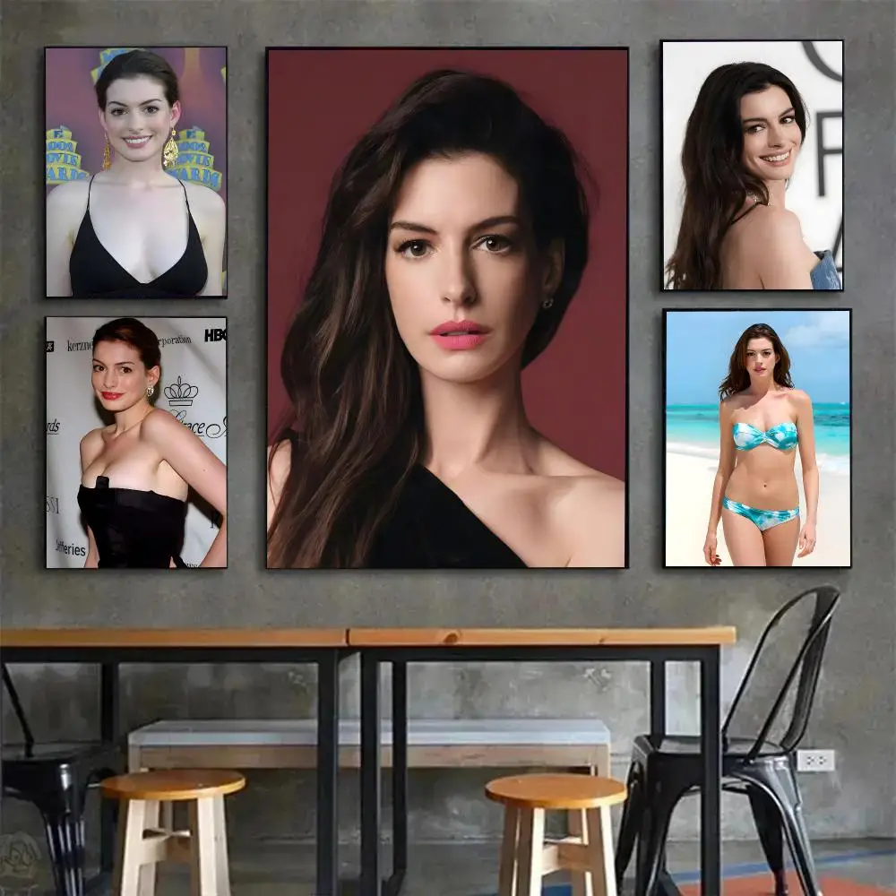 Actress Individual Anne Hathaway Poster Painting Wall Art Mural for Living Room Home Decor and Gifts