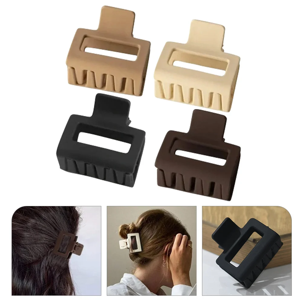 

4pcs Square Claw Clips Resin Plastic Hair Styling Accessories Non-Slip Strong Hold For Thick Thin Hair Women Jaw Clips