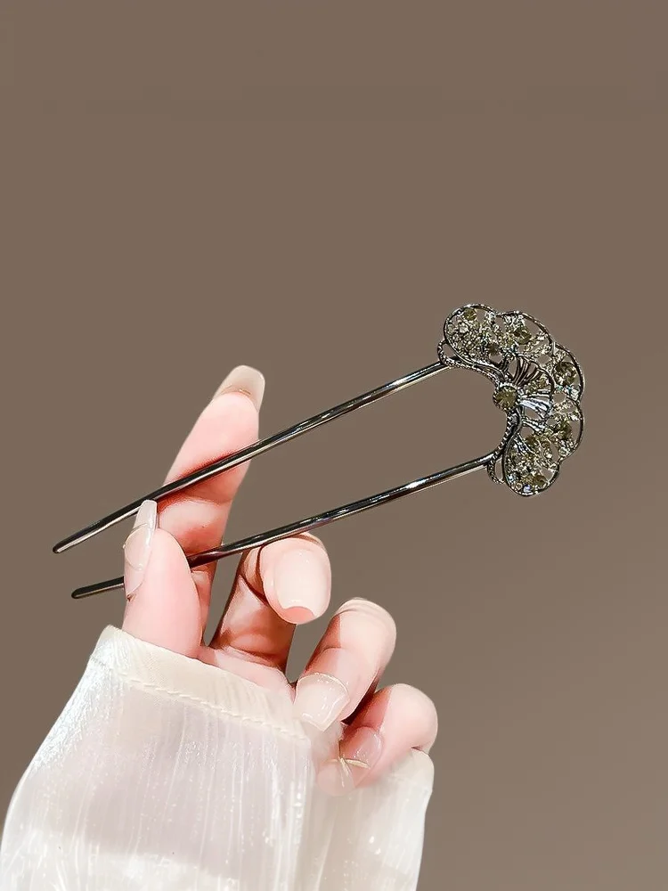 Retro Chinesischer Tuschblumen-Haarnadel mit Quaste, Eleganter Pferdeschwanzhalter, Cheongsam Hanfu Haaraccessoire – Detail 12