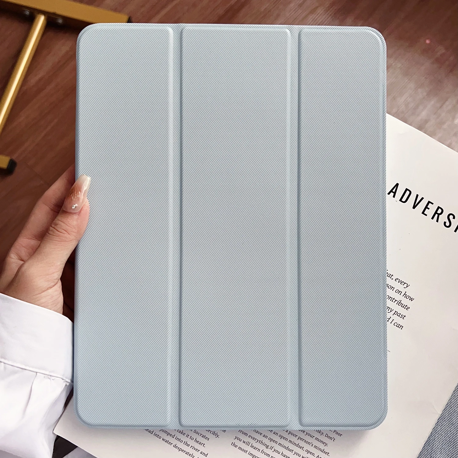 For iPad 5 6 7 8 9 10th Generation Case Air Pro 2024 MINI 3 4 Pro 11 12.9 13 inch Leather Cover Pen Holder Stand Oblique Texture