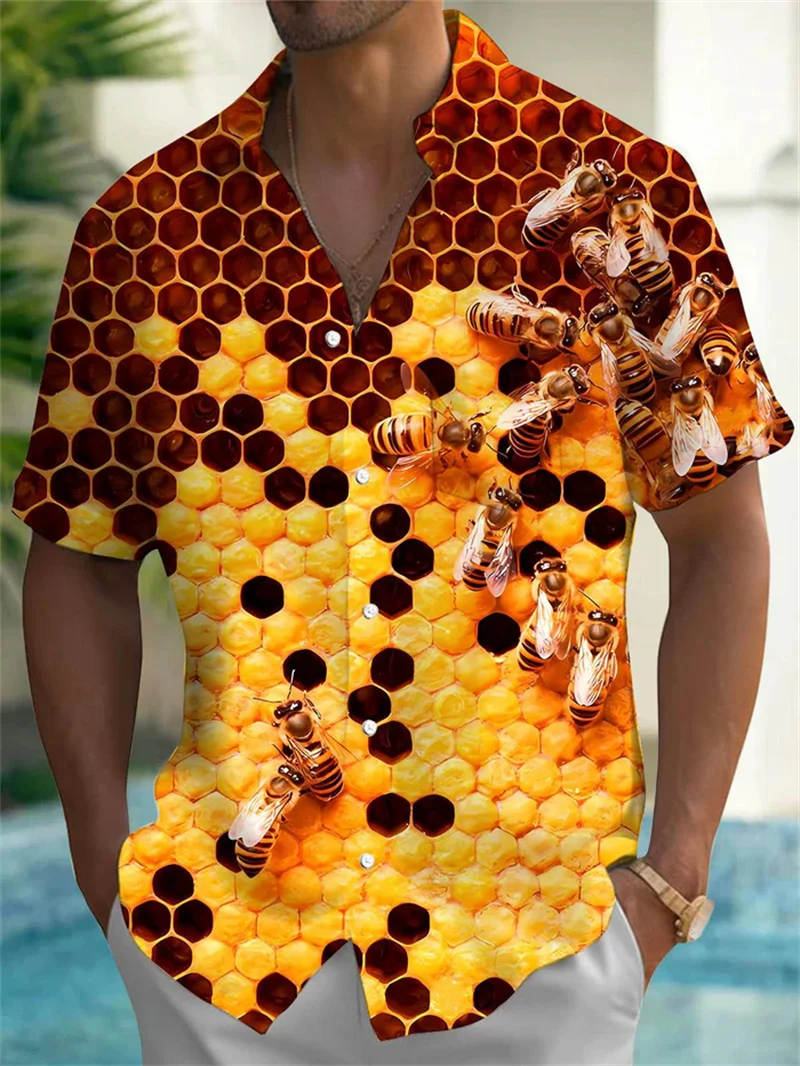 

Гавайская рубашка с 3D пляжным принтом 2025, мужская рубашка, летняя повседневная повседневная рубашка с короткими рукавами, мужская свободная одежда оверсайз