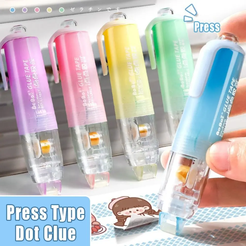High Quality DIY Scrapbooking Glue Tape Pen Shape Press Type Double Sided Adhesive Dot Glue Student Stationery