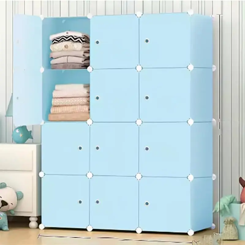 **/Fashion Macaron Color 6/8/12/16 Cubes Storage Cabinet Wardrobe Toy Book Shelve (Macaron Blue 12 Cube)
