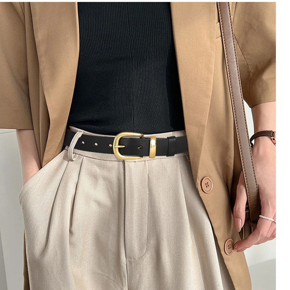 Women Genuine Leather Belt Cowskin Strap Luxury Alloy Pin Buckle Fashion Fancy Vintage Jeans Belt Skirt Decoration