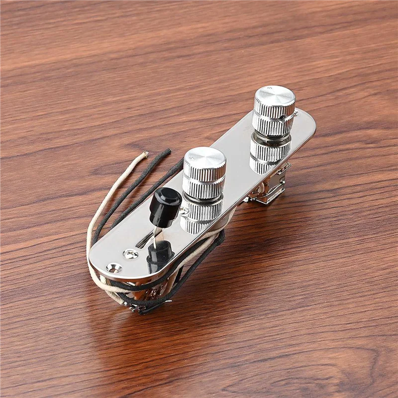 

A37Q-2X Chrome 3 Way Wired Loaded Prewired Control Plate Harness Switch Knobs For Tele Telecaster Guitar Parts
