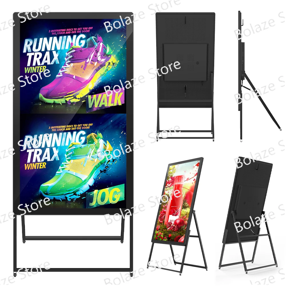 49 55 inch indoor wall mounted WiFi advertising digital LCD battery movable portable digital signage