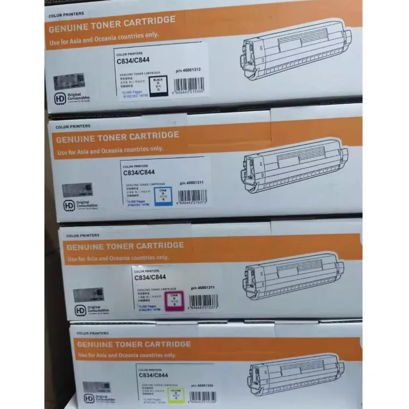 

1 комплект оригинального нового тонер-картриджа для OKI C834 C844
