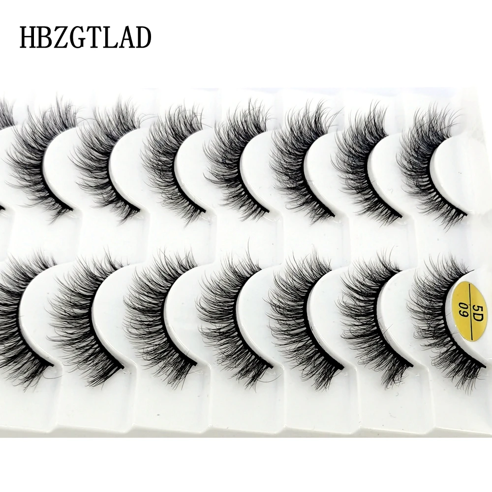 New 10Pairs Handmade 3D mink Lashes Short Fake Eyelashes Cross Messy Natural Eye Lashes Stage Makeup Soft False Eyelashes Cilios