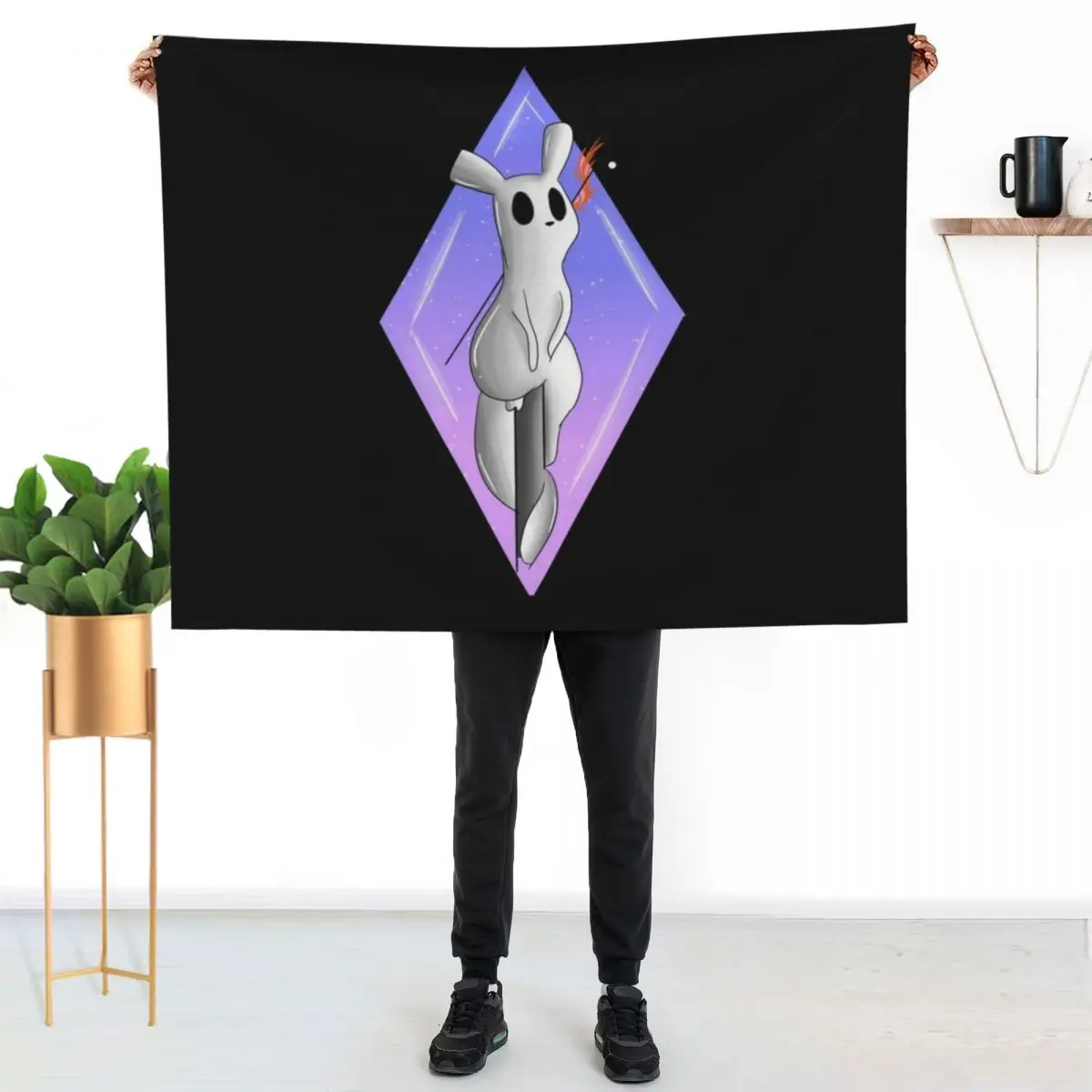 Diamond Slugcat // Rainworld Throw Blanket Bed linens Plush Flannel Fabric manga Nap Bed Fashionable Blankets