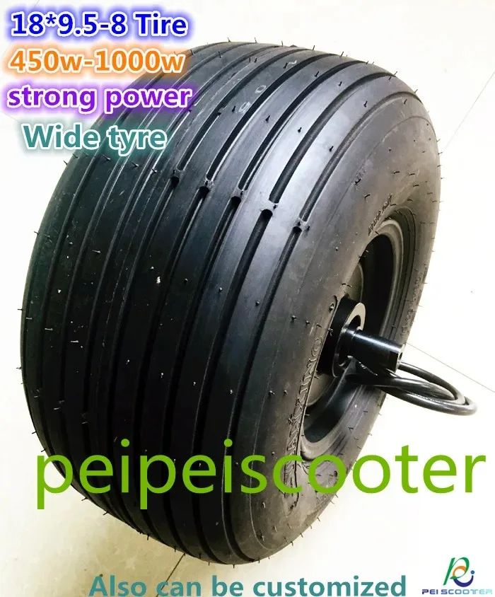 18inch 18 inch 18*9.50-8 tyre widen 450w to 1000w brushless no-gear dc hub motor with disc brake phub-88