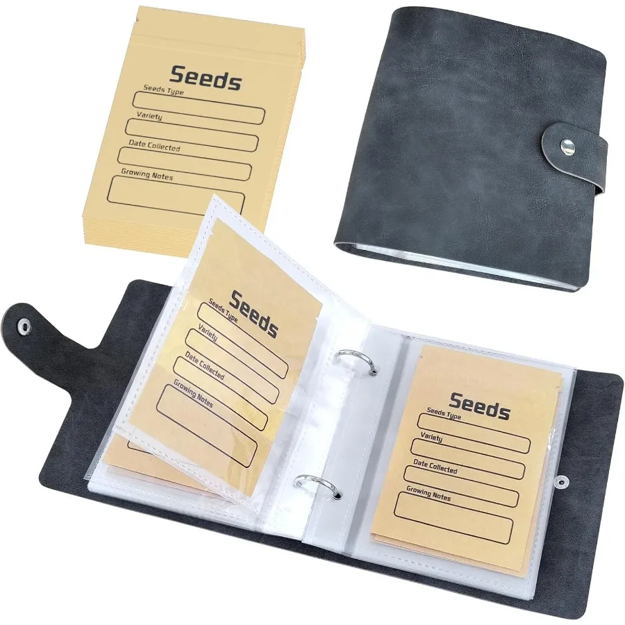 

Органайзер для семян, 50 шт., закрывающиеся конверты для семян, 50 карманов для хранения, 3,5x5 Ih, прозрачные рукава, хранитель семян для сада Lov