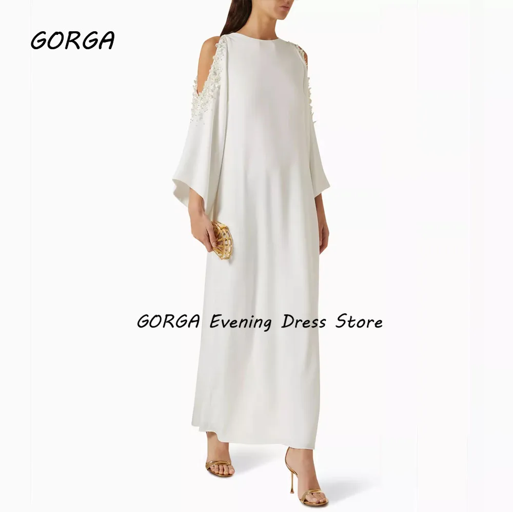 GORGA Dew shoulder Beading Mermaid 2024 Slim Long Crepe Ocassion Gown Floor-Length Evening Dress فستان سهرة نسائي