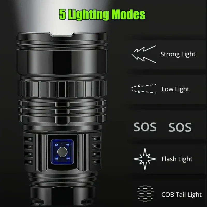 LNHF Aluminum Alloy Rechargeable LED Flashlight Featuring Magnetic Base And Dual Light Source, Long Battery Life