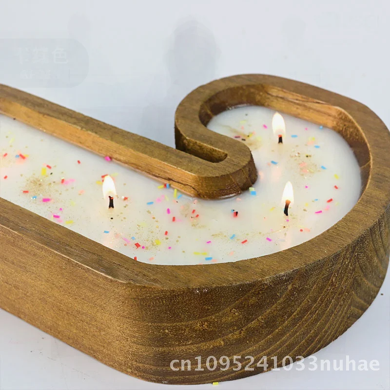 

Wooden Plate Jj Sugar Scented Candle Soy Candle for Party Atmosphere Holiday Gift Cross-Border Plant-Based Casting Candle
