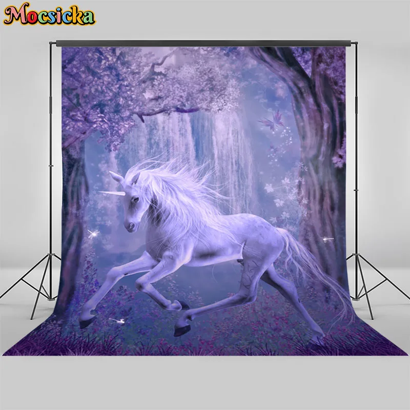 Mocsicka Mythical Forest Unicorn And Fairy With Butterfly Diamond Embroidery Painting Natural Night Scenery Studio Banner Poster