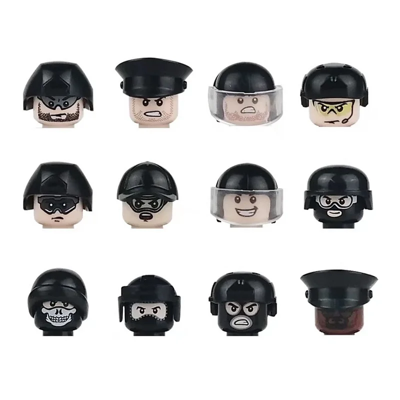 MOC سلاح عسكري 12 قطعة/السلع القوات الخاصة التكتيكية سترة البنادق Minifigs SWAT الجنود تمثال اللبنات ألعاب صغيرة طفل