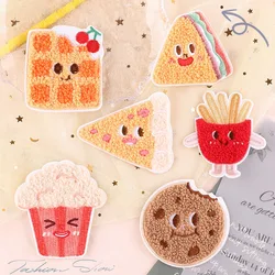 Cute Plush Chips Cookies Pizza Iron on patch, accessori per abbigliamento, adesivi per ricamo autoadesivi, 1 pz