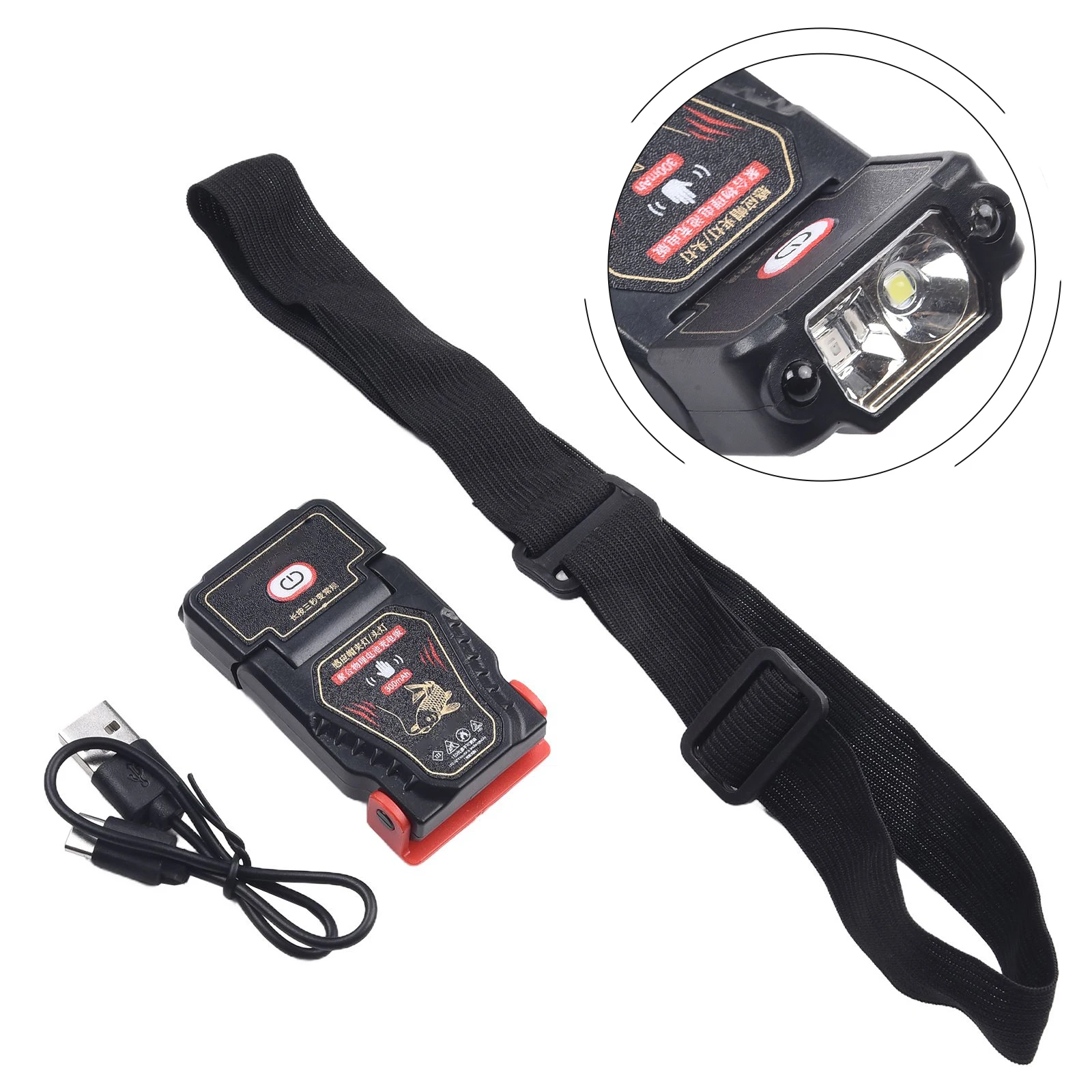 High Quality LED Headlamp Lamp IP64 Induction Light Rechargeable Torch Touch Control USB 1000LM 8-24h Exploration