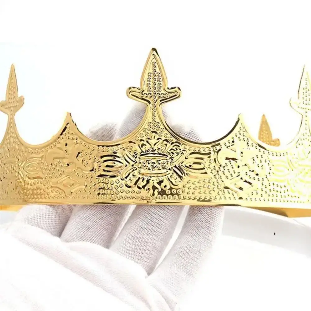 Simple Bar Mitzvah King Crown Hair Hoop Western Prince Crowns Headband Hair Accessories Round Tiaras Hair Ornaments