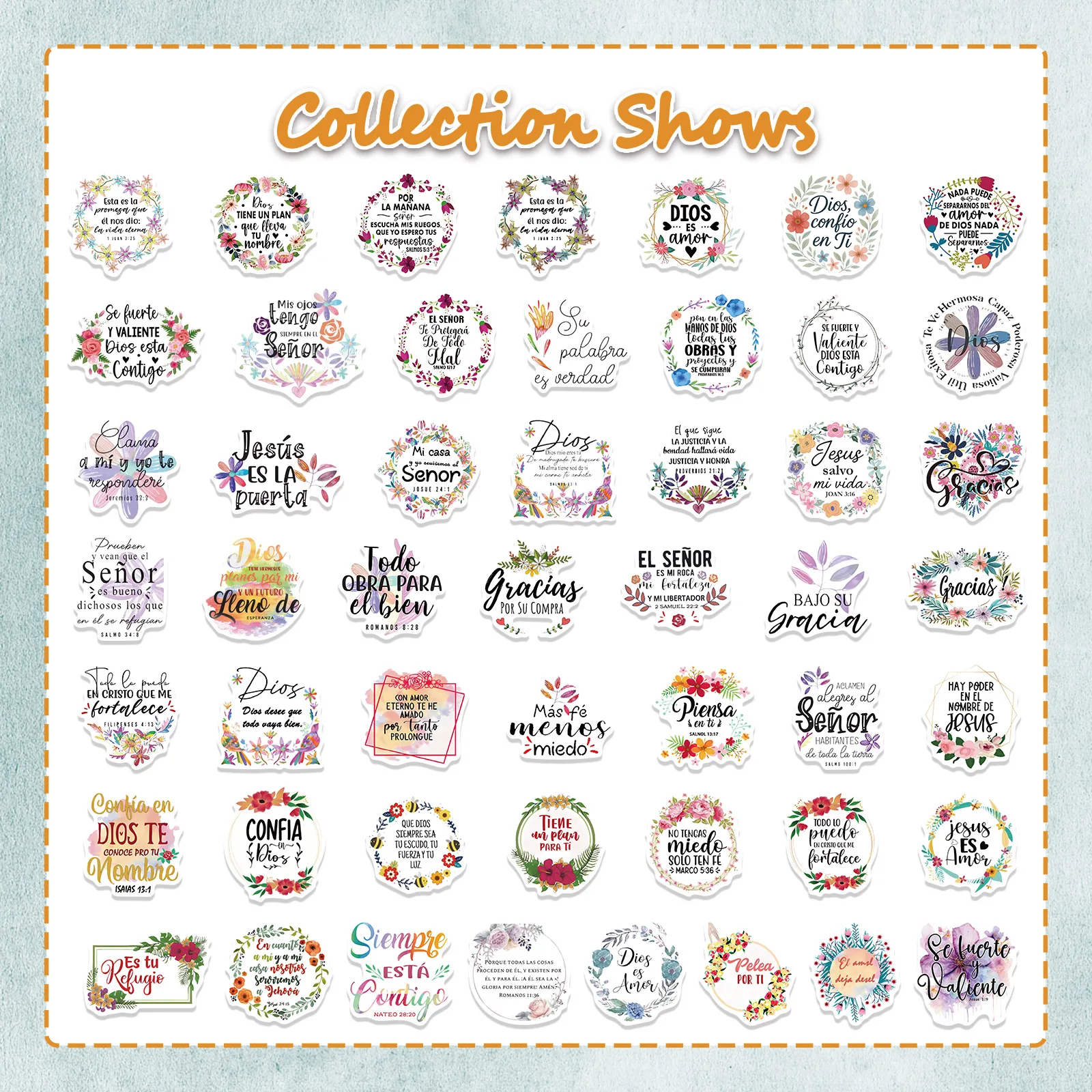 50PCS Spanish Positive Language Stickers Cartoon DIY Decoration Laptop Headphones Water Cup iPad Waterproof Stickers Kids Toy