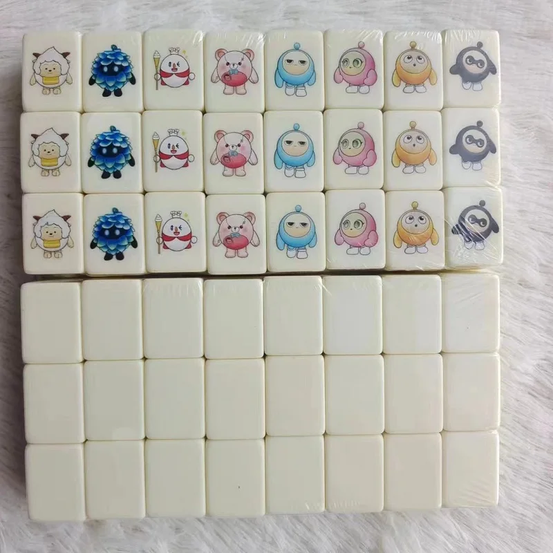 64+1 Seaside escape Mahjong Blocks Tiktok 64 Pcs Mahjong Seaside Escape Tile Game Pattern of Flag Ball Battle Chee Chess Toys